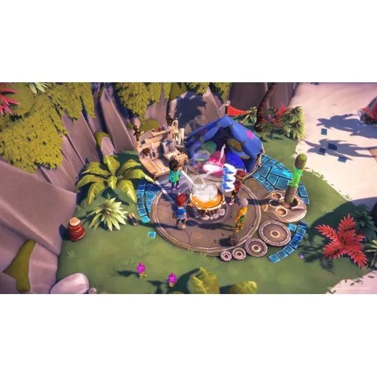 Survival Kids Switch 2 The box art for the game Survival Kids on the Nintendo Switch 2, showing a group of four kids working together on a vibrant, fantastical island.