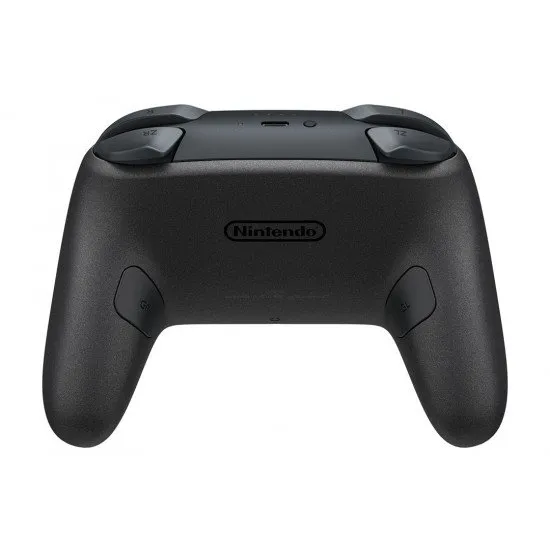 Nintendo Switch 2 Pro Controller Resident Evil Requiem Edition featuring gunmetal black finish and newspaper article patterns