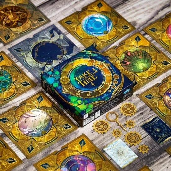 Take Time board game box showing a central clock and numbered cards