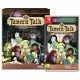 A premium Deluxe Edition game box for Tavern Talk on Nintendo Switch, surrounded by collector items including a thick lorebook, an audio soundtrack disc, a rolled dice scroll, a colorful sticker sheet, and an A3 art poster