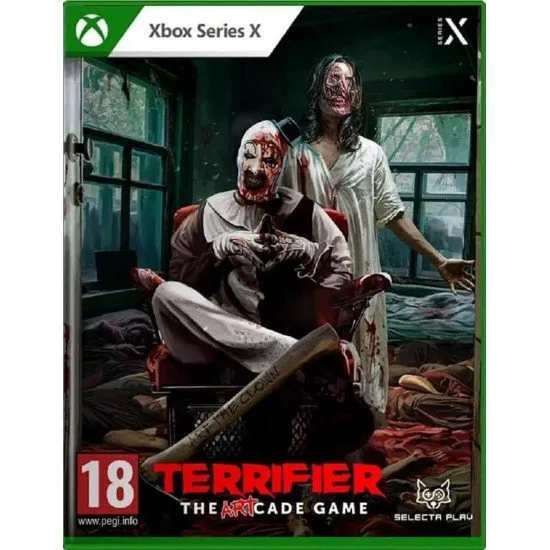 Terrifier The ARTcade Game Xbox Series X The box art for Terrifier: The ARTcade Game on Xbox Series X, showing a pixelated Art the Clown holding a bloody knife.