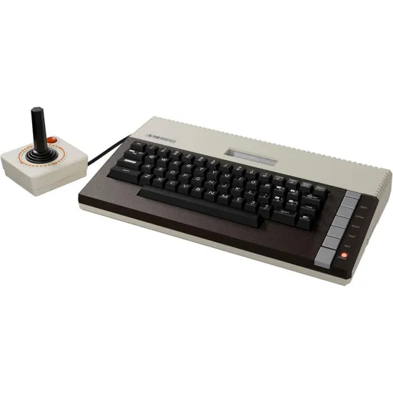 Front view of THE 800XL home computer system featuring authentic styling and full-size mechanical keyboard