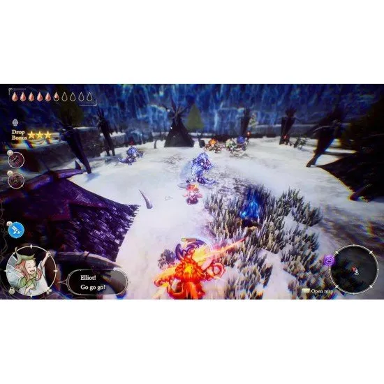 Close-up of Elliot equipping magicite to a glowing sword in a medieval setting