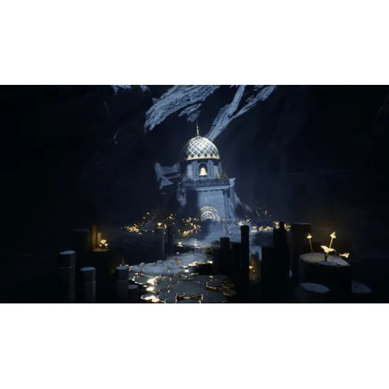 A PlayStation 5 game case showing a gothic family estate juxtaposed with a surreal red psychological abyss from the protagonist's mind