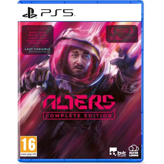 PlayStation 5 game case for The Alters Complete Edition showing Jan Dolski standing alongside alternate versions of himself in a sci-fi environment