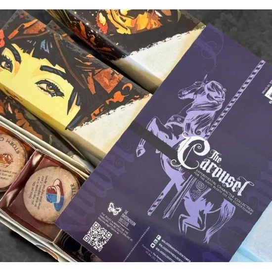 Large collection of circular Blood on the Clocktower character tokens with three dedicated storage boxes