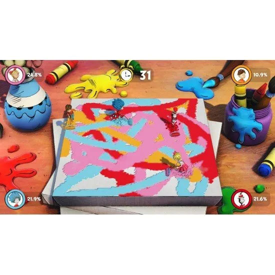 A PlayStation 4 game case showing Johnny and Sally running through a decorated hallway trying to net a mischievous blue-haired Thing creature