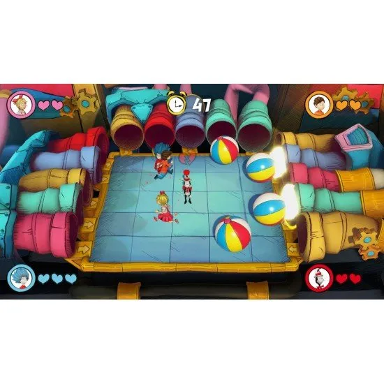 A PlayStation 4 game case showing Johnny and Sally running through a decorated hallway trying to net a mischievous blue-haired Thing creature