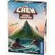 A colourful board game box featuring family castaways on a mysterious tropical beach with ancient ruins hidden in the jungle behind them