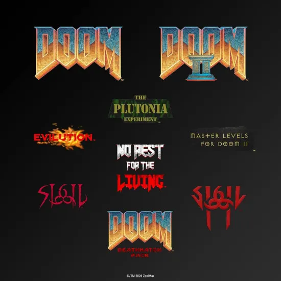 Evercade game box for The Doom Collection featuring the iconic Doom Slayer fighting demons in Hell