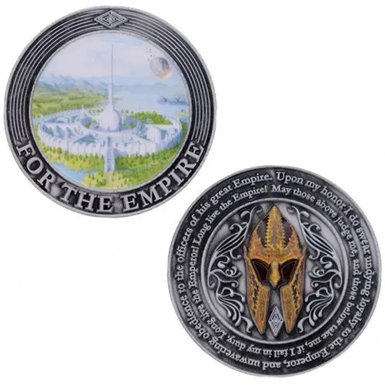 The Elder Scrolls IV Oblivion Imperial City Coin showing the Imperial Palace design and antique nickel finish