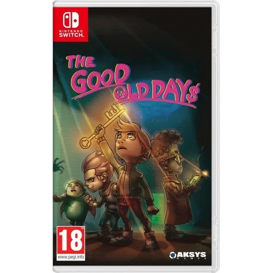 The Good Old Days Nintendo Switch video game cover art showing the protagonist Sean and his friends in a retro pixel art style in the city of Arostia
