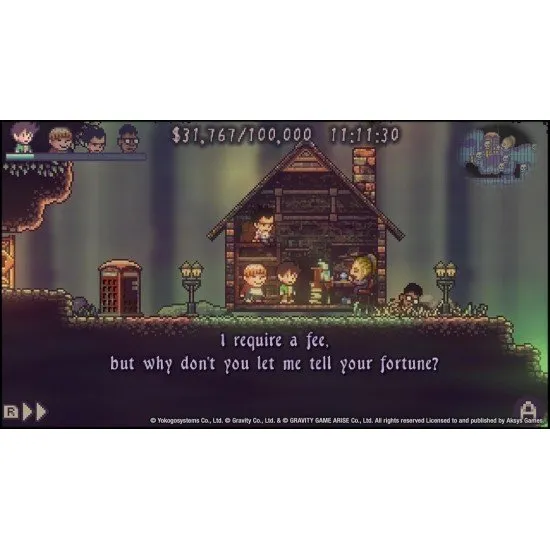 The Good Old Days Nintendo Switch video game cover art showing the protagonist Sean and his friends in a retro pixel art style in the city of Arostia