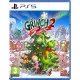 A PlayStation 5 game case showing the Grinch smiling whilst carrying a massive shiny Christmas star next to his dog Max in a snowy Who-ville village