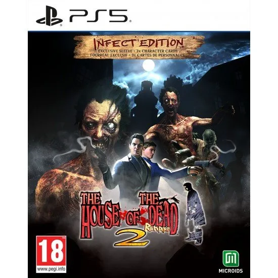 The House of the Dead 2 Remake Infect Edition PS5 box art featuring agents James and Gary against a zombie horde