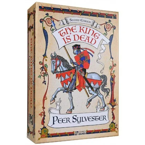 A stylish game board depicting a map of Britain divided into regions with colourful wooden cubes representing the three factions