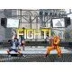 Kyo Kusanagi and Iori Yagami clashing in a vibrant 2D arena with the KOF 2002 logo above them
