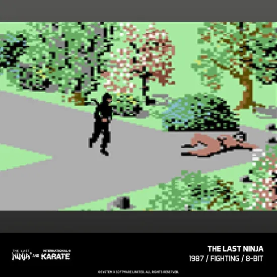 Evercade cartridge box art for The Last Ninja and IK Collection featuring Armakuni and martial arts fighters