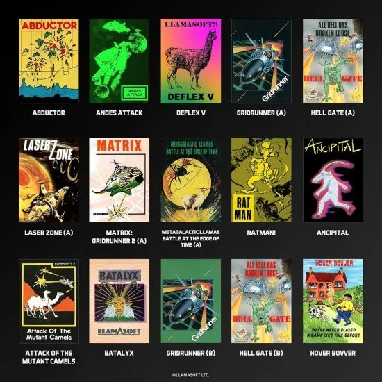 Llamasoft Collection Evercade cartridge box art with psychedelic art style and camel mascot
