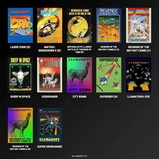 Llamasoft Collection Evercade cartridge box art with psychedelic art style and camel mascot
