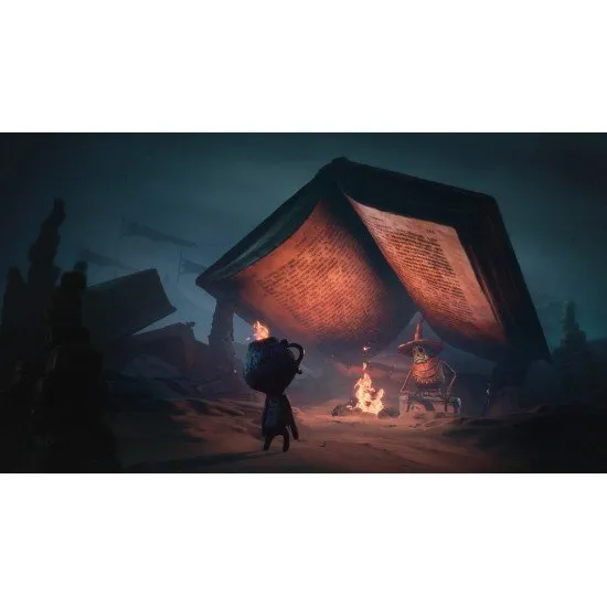 The Midnight Walk PS5 game cover showing Potboy and a tall, thin figure in a dark, clay-sculpted landscape