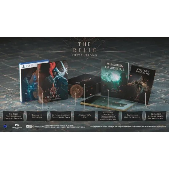 The Relic First Guardian Forgotten Stories Edition showing the Collector’s box, steelbook, map, and hardback book