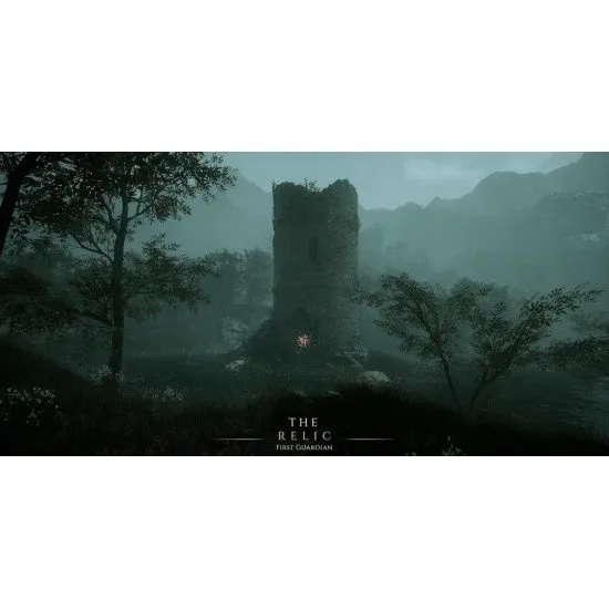 The Relic First Guardian PS5 cover art featuring a lone guardian overlooking a ruined fantasy landscape