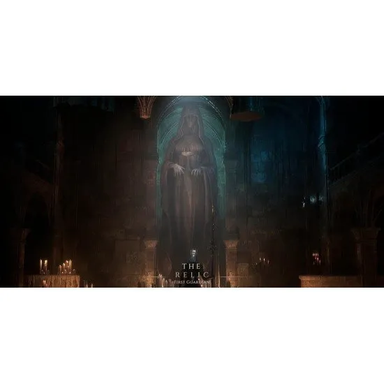 The Relic First Guardian PS5 cover art featuring a lone guardian overlooking a ruined fantasy landscape