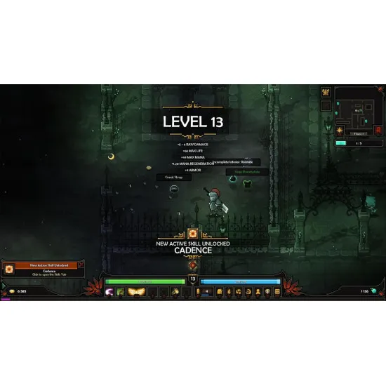 A PlayStation 5 game case with a deluxe border showing a knight, huntress, and mage casting flashy elemental spells against green slime monsters
