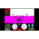 A handheld retro gaming console designed with the iconic rainbow stripe styling of the classic home computer displaying a vibrant pixel art game screen
