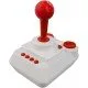 A white ZX Spectrum computer with a matching 8-button joystick and a CRASH magazine