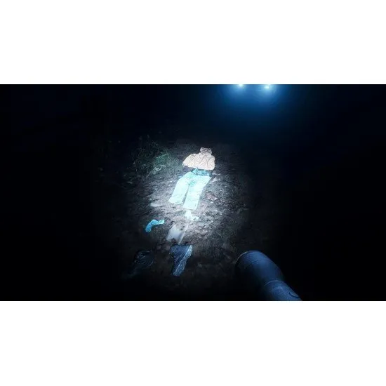 A cinematic view of a dark, isolated farmhouse illuminated by a mysterious light from the night sky