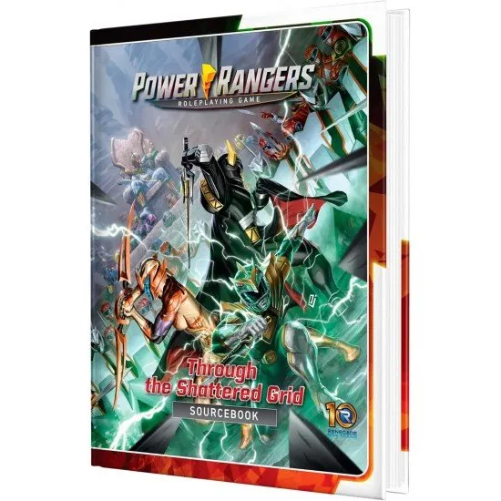 Power Rangers Roleplaying Game Through the Shattered Grid book cover featuring Lord Drakkon and the Death Ranger
