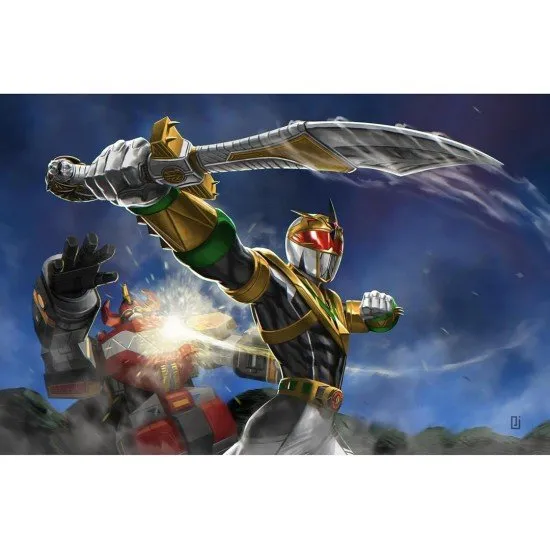 Power Rangers Roleplaying Game Through the Shattered Grid book cover featuring Lord Drakkon and the Death Ranger