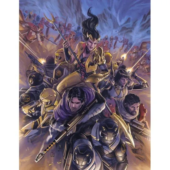 Power Rangers Roleplaying Game Through the Shattered Grid book cover featuring Lord Drakkon and the Death Ranger