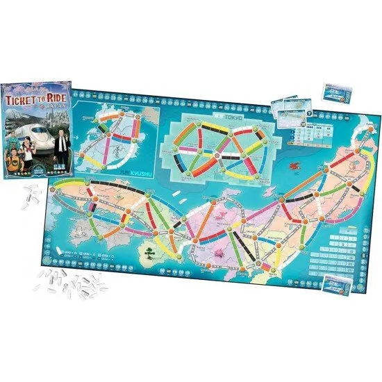 Ticket to Ride Japan Italy Expansion Days of Wonder Ticket to Ride Japan + Italy expansion box art showing scenes and maps from both Japan (with Bullet Trains and Mount Fuji) and Italy (with regional connections)