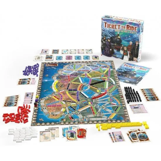 Ticket to Ride Northern Lights Days of Wonder Standalone Game Ticket to Ride Northern Lights board game box art showing a map of Scandinavia with train routes crossing fjords and cities