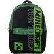 Minecraft Time to Mine green backpack showing graphics and elements from the game, possibly Creepers or pickaxes