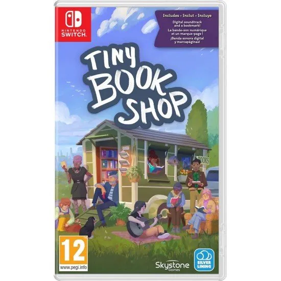 Tiny Book Shop Nintendo Switch case showing the interior of a cosy book trailer
