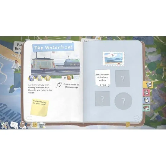 Tiny Book Shop Nintendo Switch case showing the interior of a cosy book trailer