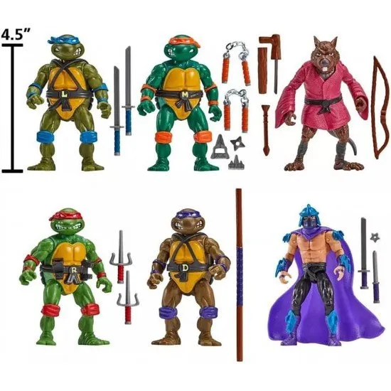 TMNT 1988 Remastered 6-Pack box set showing Leonardo, Donatello, Michelangelo, Raphael, Splinter, and Shredder