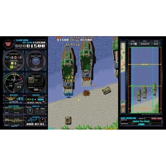 A PlayStation 4 game case showcasing vibrant retro military box art filled with vintage fighter jets, naval warships, and explosive combat scenes