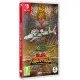 A Nintendo Switch game case displaying explosive retro vertical shooter arcade artwork featuring combat helicopters dropping bombs over military bases