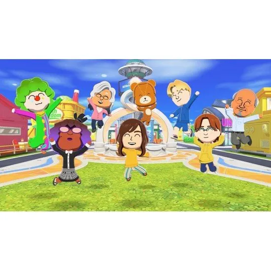 Tomodachi Life Living the Dream Switch box art featuring a vibrant island and various Miis