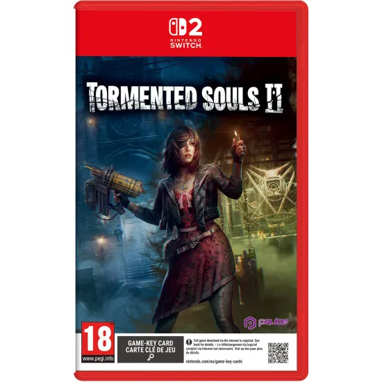 Nintendo Switch 2 game case for Tormented Souls II showing Caroline Walker surrounded by atmospheric dark horror elements