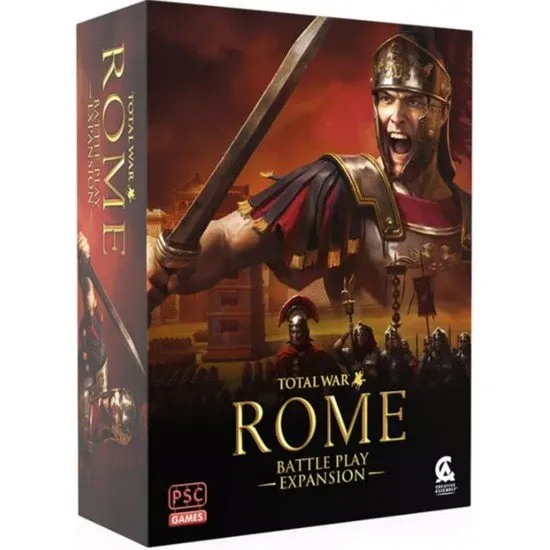 Miniature Roman legionaries and Gallic warriors facing off on a tactical grid map