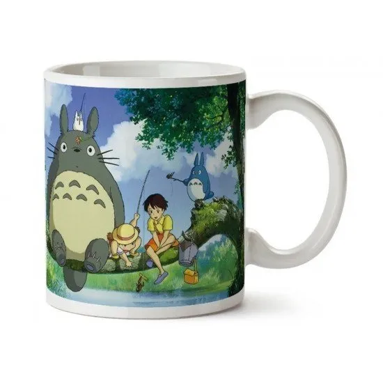 My Neighbor Totoro Fishing Ceramic Mug showing the grey Totoro character fishing