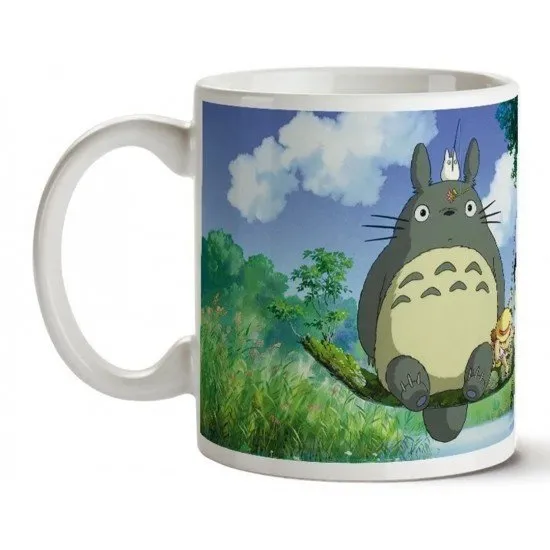 My Neighbor Totoro Fishing Ceramic Mug showing the grey Totoro character fishing