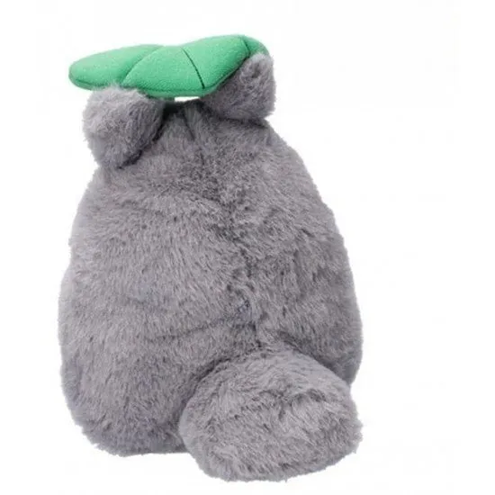 My Neighbor Totoro Plush with Leaf Semic Studio Ghibli 21cm My Neighbor Totoro Plush with Leaf, showing the grey Totoro character holding a green leaf over his head
