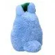 Medium Blue Totoro plush holding a green fabric leaf in its paws